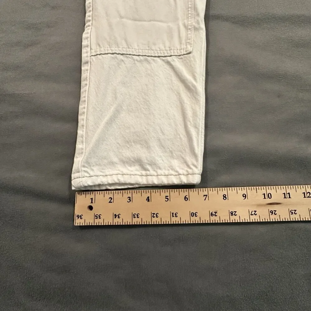 Levis Jeans Mens 34x32 Altered 502 Carpenter Double Knee Work Pants White Denim